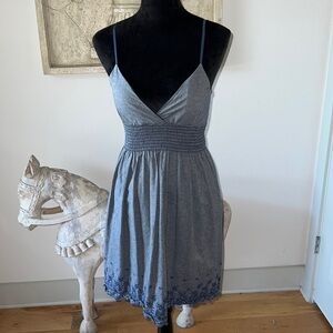 A’Gaci blue‎ cotton eyelet spaghetti straps cleavage sun dress Sz S